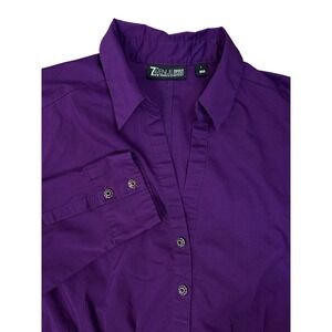 7th Avenue Y2K Purple Blouse Women's Sz-L Jeweled Button-Up Officecore Workwear